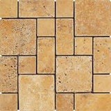 Gold Travertine Mini Pattern Square Tumbled Mosaic Tile - TILE & MOSAIC DEPOT