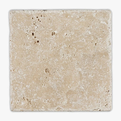 Ivory Travertine 4x4 Tumbled Tile (Clearance) - TILE & MOSAIC DEPOT