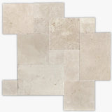 Ivory Travertine Tumbled Versailles Pattern Tile