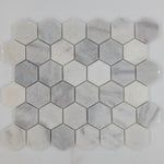 Bianco Caldo Mugla White 2x2 Hexagon Polished Mosaic Tile - TILE & MOSAIC DEPOT