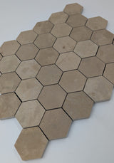 Nova Gold Limestone 2x2 Hexagon Honed Mosaic Tile (Clearance) - TILE & MOSAIC DEPOT