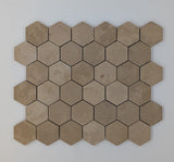 Nova Gold Limestone 2x2 Hexagon Honed Mosaic Tile (Clearance) - TILE & MOSAIC DEPOT