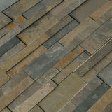 Rustic Gold 3D Slate 6x24 Stacked Stone Ledger Panel - TILE & MOSAIC DEPOT