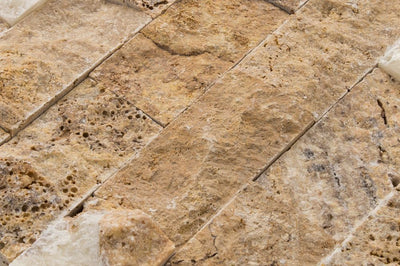 Scabos Travertine 2x4 Split Face Mosaic Tile - TILE & MOSAIC DEPOT