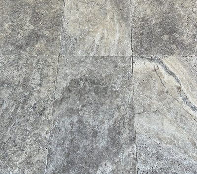 Silver Travertine 16x24 Tumbled Tile - TILE & MOSAIC DEPOT