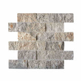 Silver Travertine 2x4 Split Face Mosaic Tile - TILE & MOSAIC DEPOT