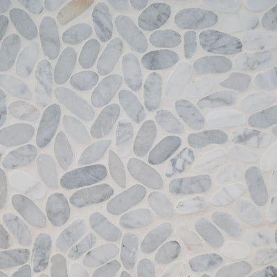 White Carrara Marble Sliced Marble Pebble Mosaic Tile - TILE & MOSAIC DEPOT