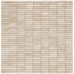 Ivory Travertine 1x4 Stacked Tumbled Mosaic Tile (Clearance) - TILE & MOSAIC DEPOT