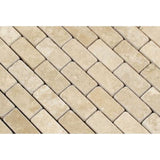 1 x 2 Tumbled Durango Travertine Brick Mosaic Tile