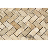 1 x 2 Tumbled Philadelphia Travertine Herringbone Mosaic Tile