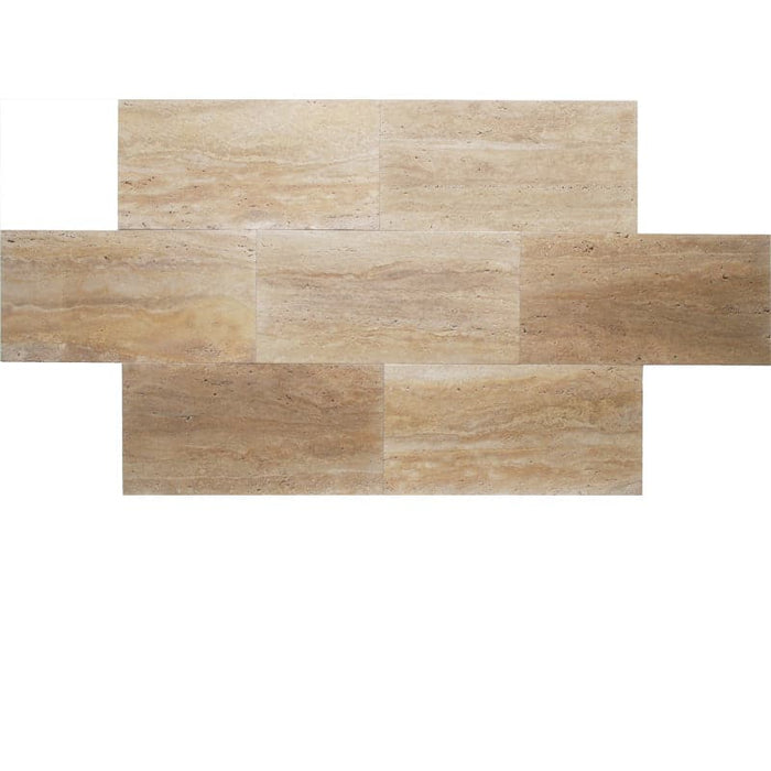 Rainbow Travertine Unfilled Vein Cut 12x24 Honed Tile.