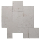 White Pearl Limestone 3cm Paver Versailles Pattern Tumbled.