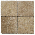 Emperador Light Marble 6X6 Tumbled Tile.