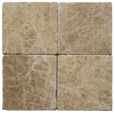 Emperador Light Marble 6X6 Tumbled Tile.