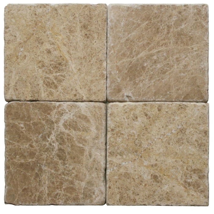 Emperador Light Marble 6X6 Tumbled Tile.