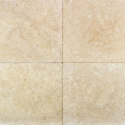 Ivory Travertine 16x16 Paver Tumbled - TILE AND MOSAIC DEPOT