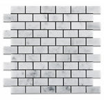 White Carrara Marble 1x2 Honed Mosaic Tile - TILE AND MOSAIC DEPOT