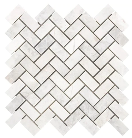 1x2 Bianco Congelato Dolomite Herringbone Mosaic - tilestate