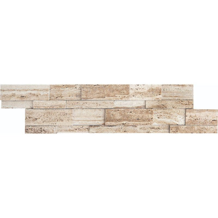 Ivory Travertine Vein Cut Honed 6x24 Stacked Stone Ledger Panel - TILE AND MOSAIC DEPOT