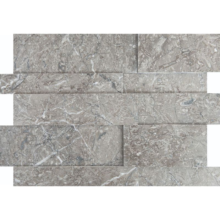 Mona Gray Marble 3D Honed Jumbo Wall Panel - TILE AND MOSAIC DEPOT