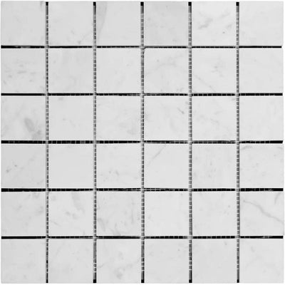 White Carrara Marble 2x2 Honed Mosaic Tile - TILE AND MOSAIC DEPOT