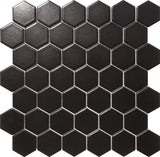 Black 2x2 Hexagon Glazed Porcelain Mosaic Tile - TILE & MOSAIC DEPOT