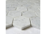 White Carrara Marble 2x2 Hexagon Honed Mosaic Tile - TILE AND MOSAIC DEPOT