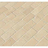 Ivory Travertine 2x4 Tumbled Mosaic Tile - TILE AND MOSAIC DEPOT