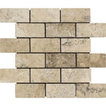 2 x 4 Tumbled Philadelphia Travertine Brick Mosaic Tile.