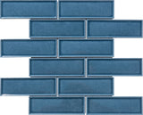 Indigo Blue 2x6 Beveled Brick Porcelain Mosaic Tile - TILE & MOSAIC DEPOT