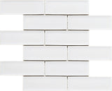 Snow White 2x6 Beveled Brick Porcelain Mosaic Tile - TILE & MOSAIC DEPOT