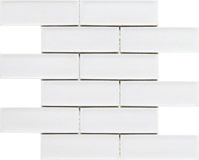 Snow White 2x6 Beveled Brick Porcelain Mosaic Tile - TILE & MOSAIC DEPOT