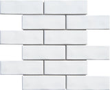 Snow White 2x6 Undulated Brick Porcelain Mosaic Tile - TILE & MOSAIC DEPOT