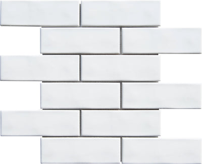 Snow White 2x6 Undulated Brick Porcelain Mosaic Tile - TILE & MOSAIC DEPOT