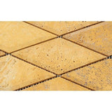 3 x 6 Honed Gold Travertine Deep-Beveled Diamond Mosaic Tile