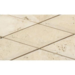 3 x 6 Honed Ivory Travertine Deep-Beveled Diamond Mosaic Tile