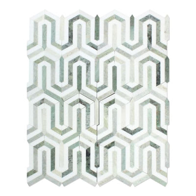 Thassos White and Green Marble Berlinetta Honed Mosaic Tile - TILE AND MOSAIC DEPOT