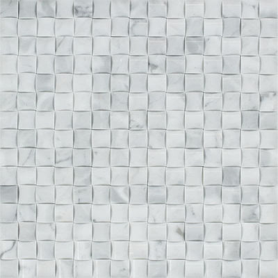 White Carrara Marble 3D Pillow Polished Mosaic Tile - TILE AND MOSAIC DEPOT