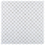 Princess Octagon Thassos 11.75 x 11.75 Thassos Mixed with Pearl Mosaic Tile.