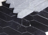 Large Hexagon Nero Marquina 11.75 x 15 Mosaic Tile.