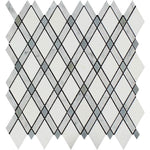 Thassos White Carrara Blue Marble Lattice Honed Mosaic Tile - TILE AND MOSAIC DEPOT