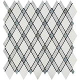 Thassos White Carrara Blue Marble Lattice Honed Mosaic Tile - TILE AND MOSAIC DEPOT