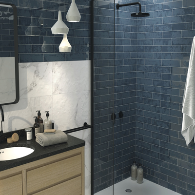 Grunge Collection 3x12 Blue Ceramic Wall Tile - TILE & MOSAIC DEPOT