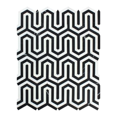 Thassos White and Black Marble Berlinetta Honed Mosaic Tile - TILE AND MOSAIC DEPOT