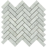 White Carrara Marble 1x3 Herringbone Honed Mosaic Tile - TILE AND MOSAIC DEPOT