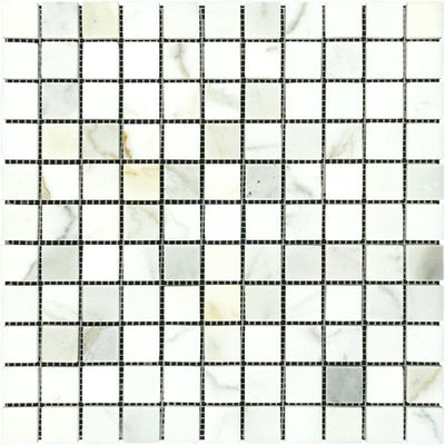 Calacatta Gold Marble 1x1 Polished Mosaic Tile - TILE AND MOSAIC DEPOT