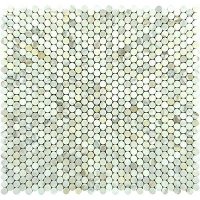 Calacatta Gold Marble Penny Round Polished Mosaic Tile - TILE AND MOSAIC DEPOT