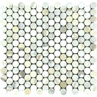 Calacatta Gold Marble Penny Round Honed Mosaic Tile - TILE & MOSAIC DEPOT