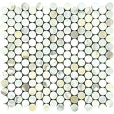 Calacatta Gold Marble Penny Round Polished Mosaic Tile - TILE AND MOSAIC DEPOT