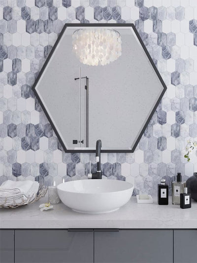 EMILIA Bologna Calacatta Bluette, Thassos White Mosaic Tile - TILE & MOSAIC DEPOT